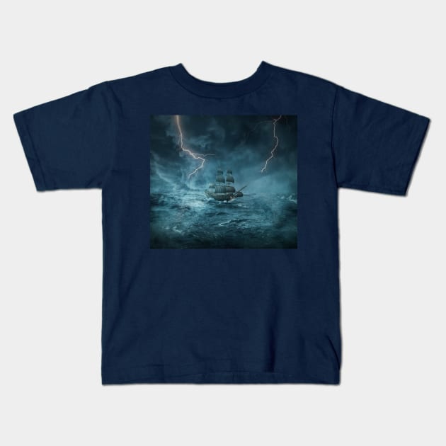 ship into the storm Kids T-Shirt by psychoshadow